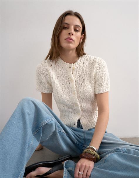 TSIVY SS COLLAR CARDIGAN pearled ivory