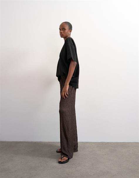 TSJOSA CRINKLE WIDE LEG TROUSERS JRS chocolate brown