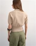 TSKYLIE SS CINCH WAIST POLO PULLOVER oatmeal