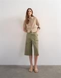 TSKYLIE SS CINCH WAIST POLO PULLOVER oatmeal