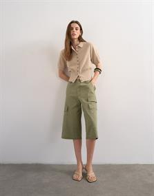 TSKYLIE SS CINCH WAIST POLO PULLOVER oatmeal