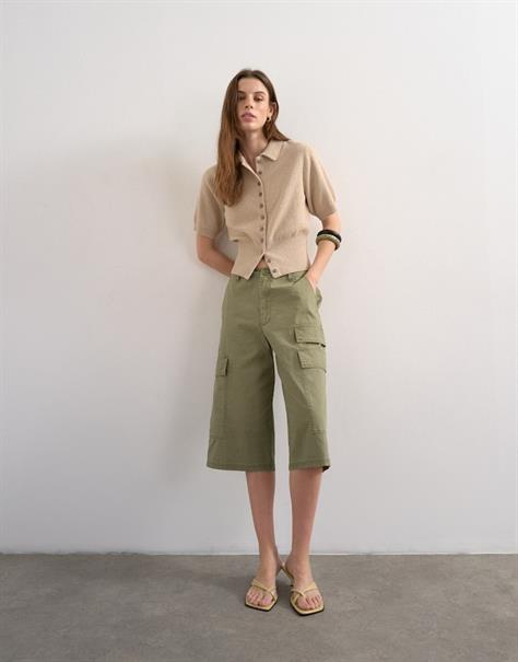 TSKYLIE SS CINCH WAIST POLO PULLOVER oatmeal