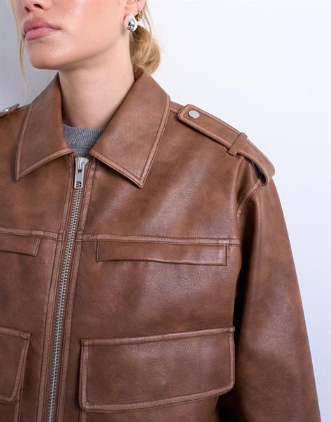 TSMADISON ZIPPER COATED JACKET brown lentil