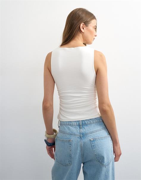 TSMINDY RUCHED TANK TOP JRS ivory cream