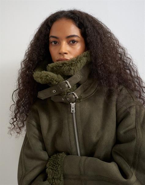 TSTILDA SHEARLING COLLAR JACKET OTW khaki