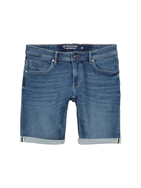 TTJOSH Regular Slim Jeans Shorts mit Superstretch used mid stone blue denim