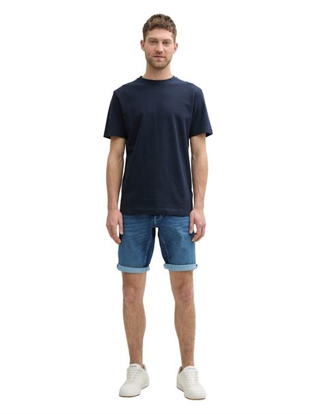 TTJOSH Regular Slim Jeans Shorts mit Superstretch used mid stone blue denim