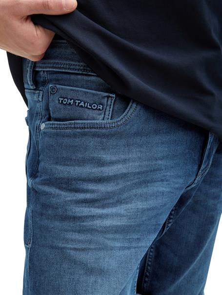 TTJOSH Regular Slim Jeans Shorts mit Superstretch used mid stone blue denim
