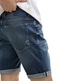 TTJOSH Regular Slim Jeans Shorts used dark stone blue denim