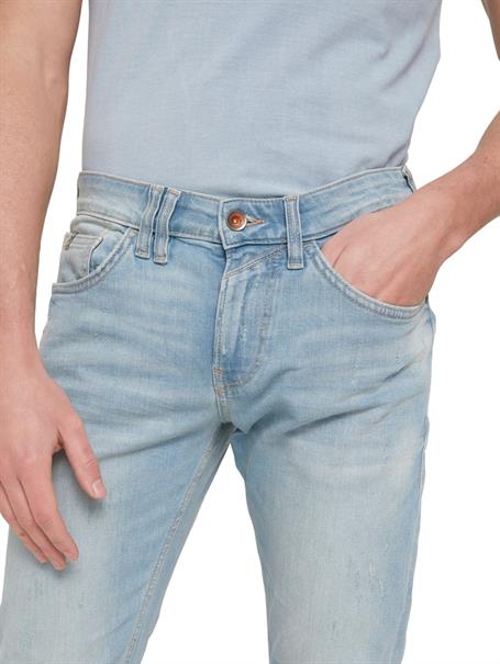 TTPIERS Slim Jeans used bleached blue denim