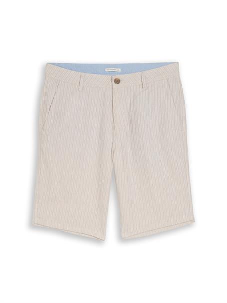TTREGULAR Chino Shorts mit Leinenanteil cashew beige stripe