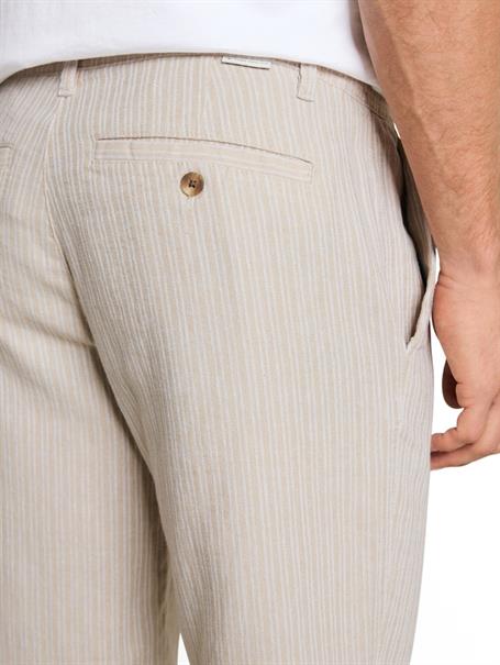TTREGULAR Chino Shorts mit Leinenanteil cashew beige stripe