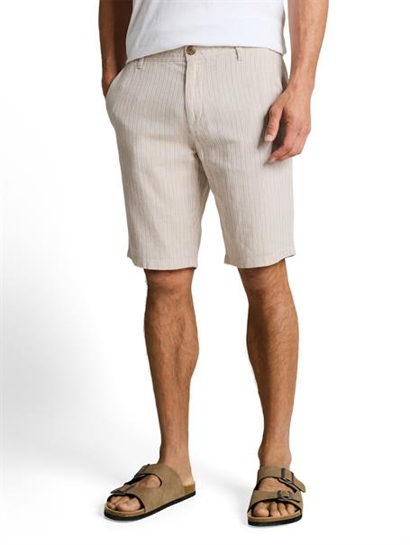 TTREGULAR Chino Shorts mit Leinenanteil cashew beige stripe