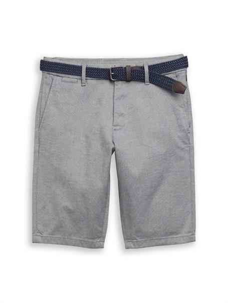 TTSLIM Chino Shorts mit Gürtel white navy zig zag structure