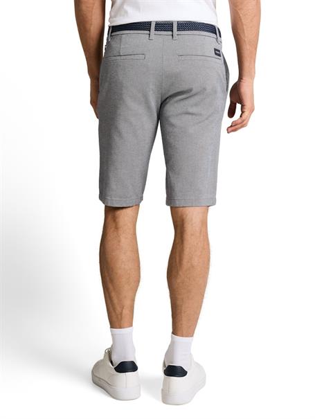 TTSLIM Chino Shorts mit Gürtel white navy zig zag structure