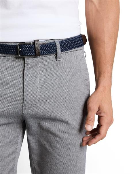 TTSLIM Chino Shorts mit Gürtel white navy zig zag structure