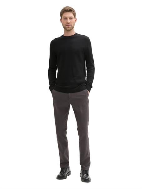 TTTRAVIS SLIM Chino Hose mit Gürtel grey black zig zag structure