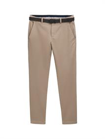 TTTRAVIS Slim Chino mit Gürtel beige brown zig zag structure