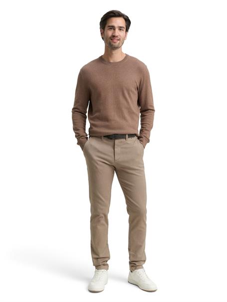 TTTRAVIS Slim Chino mit Gürtel beige brown zig zag structure