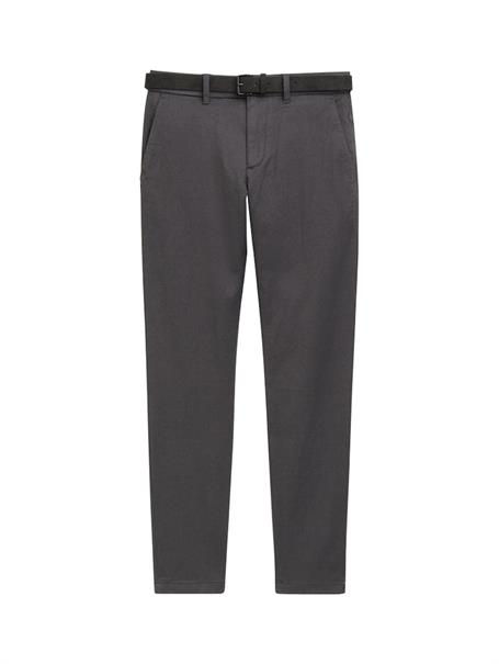 TTTRAVIS Slim Chino mit Gürtel grey black zig zag structure