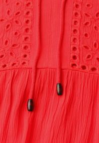 Tunika mit Split Neck und Embroidery chili red
