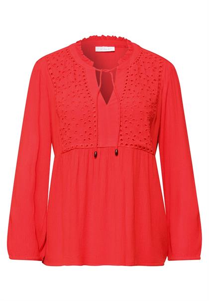 Tunika mit Split Neck und Embroidery chili red