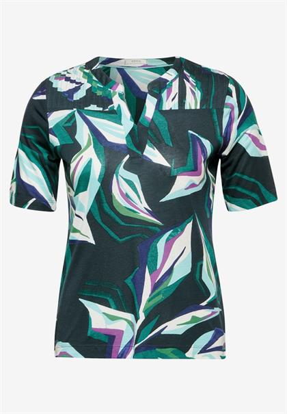 Tunika-Shirt mit Print fir green
