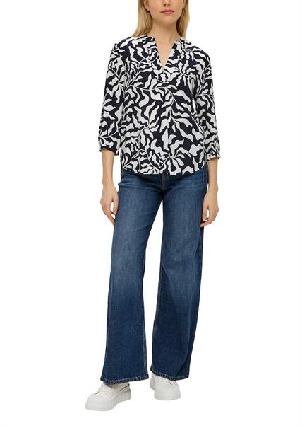 Tunikabluse mit All-over-Print blau2