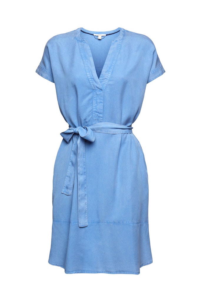 Esprit Damen Kleid Tunikakleid mit Gürtel light blue lavender bequem online  kaufen bei