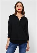 Tunikashirt im Materialmix black