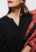 Tunikashirt im Materialmix black