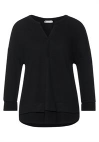 Tunikashirt im Materialmix black