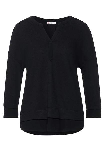 Tunikashirt im Materialmix black