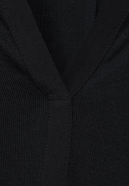 Tunikashirt im Materialmix black