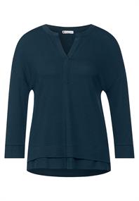 Tunikashirt im Materialmix deep teal blue