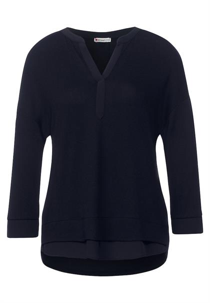 Tunikashirt im Materialmix mighty blue
