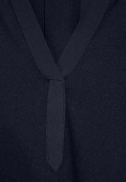 Tunikashirt im Materialmix mighty blue