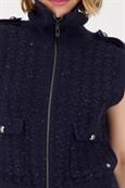 Tweed-Strickweste mit Pailletten night sky