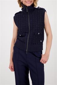 Tweed-Strickweste mit Pailletten night sky