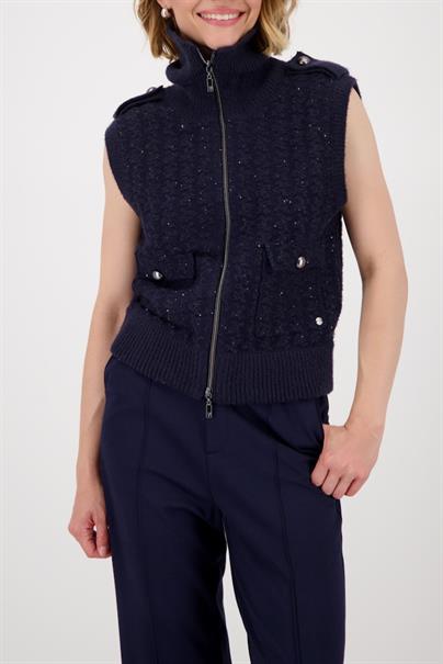Tweed-Strickweste mit Pailletten night sky