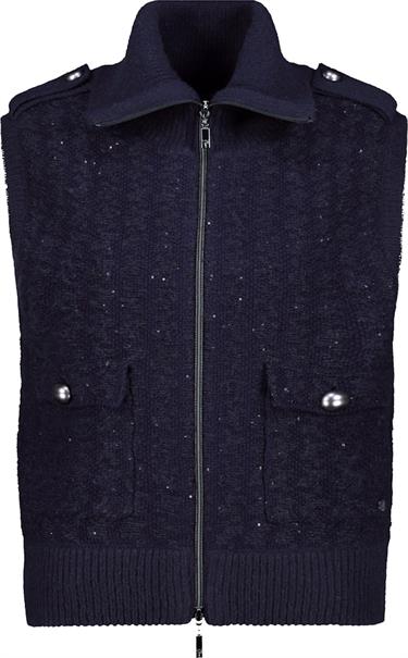 Tweed-Strickweste mit Pailletten night sky