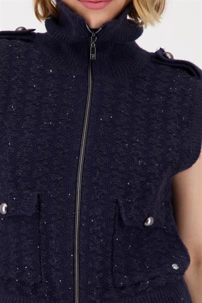 Tweed-Strickweste mit Pailletten night sky