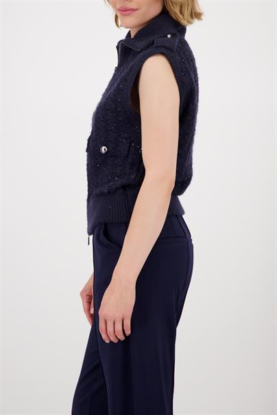 Tweed-Strickweste mit Pailletten night sky