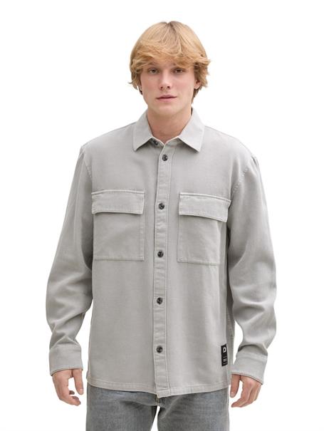 Twill Overshirt aus Baumwolle chalk grey