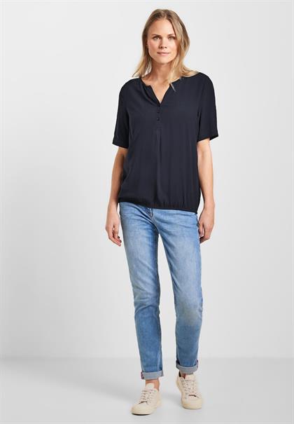 Unifarbene Basic Bluse deep blue