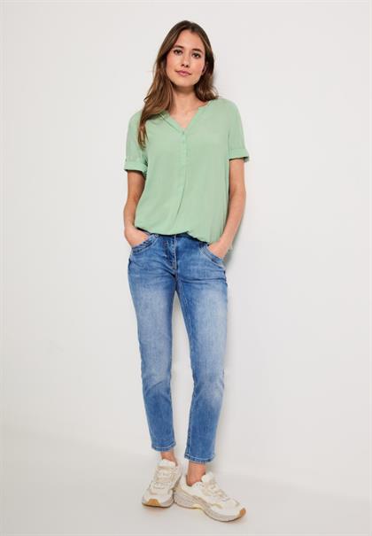 Unifarbene Basic Bluse fresh salvia green