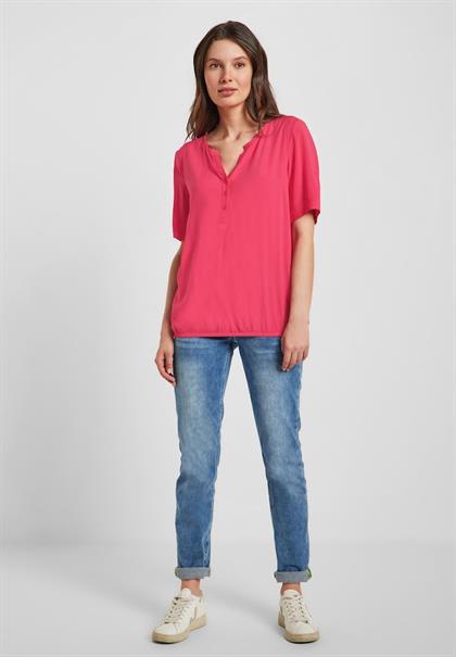 Unifarbene Basic Bluse strawberry red