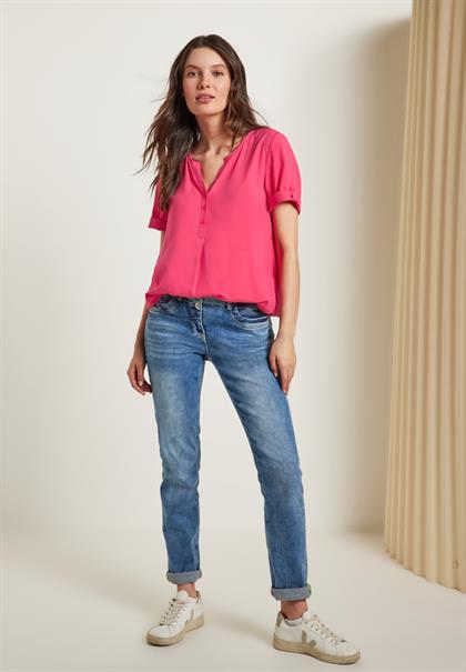 Unifarbene Basic Bluse strawberry red