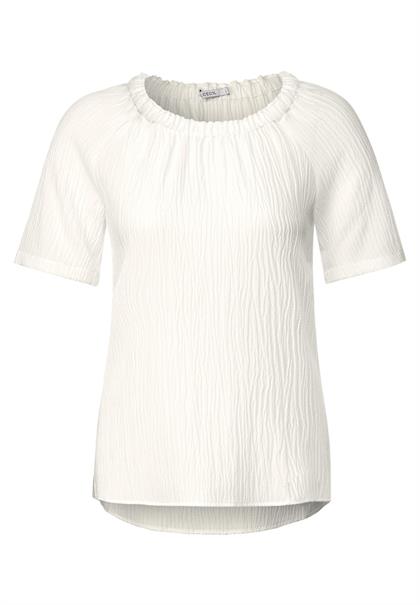 Unifarbene Struktur Bluse vanilla white