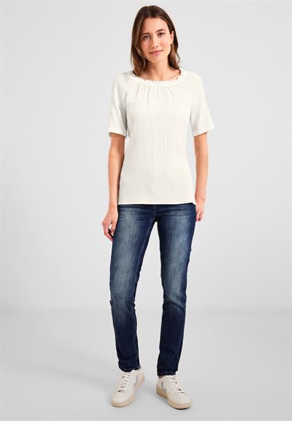 Unifarbene Struktur Bluse vanilla white